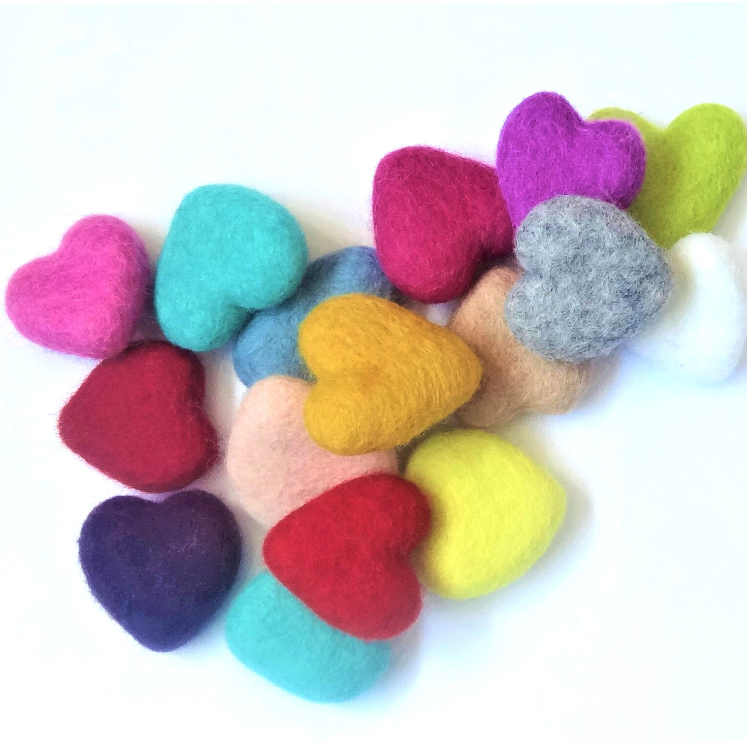 Felted wool hearts